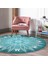 Real Homes Realhomes Weave Mandala Desenli Lacivert Salon ve Oturma Odası Yıkanabilir Kaymaz Tabanlı Yuvarlak Halı 3