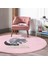 Real Homes Pembe Zeminde Tropik Yaprak Desen Dijital Baskılı Özel Tasarım Salon ve Oturma Odası Yıkanabilir Kaymaz Tabanlı Yuvarlak Halı 3