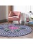 Real Homes Lacivert Zeminli Flamingo Desenli Dijital Baskılı Balkon Yıkanabilir Kaymaz Tabanlı Yuvarlak Halı 4