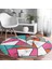 Real Homes Renkli Geometrik Desenli Mermer Motifli Dijital Baskılı Modern Pembe Banyo Yıkanabilir Kaymaz Tabanlı Yuvarlak Halı 3