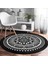Real Homes Siyah Beyaz Çiçek Desenli Mandala Motifli Salon ve Oturma Odası Yıkanabilir Kaymaz Tabanlı Yuvarlak Halı 1