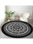 Real Homes Siyah Beyaz Çiçek Desenli Mandala Motifli Salon ve Oturma Odası Yıkanabilir Kaymaz Tabanlı Yuvarlak Halı 2