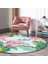 Real Homes Realhomes Renkli Tropik Yaprak Flamingo Motifli Pembe Outdoor Yıkanabilir Kaymaz Tabanlı Yuvarlak Halı 2