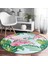 Real Homes Realhomes Renkli Tropik Yaprak Flamingo Motifli Pembe Outdoor Yıkanabilir Kaymaz Tabanlı Yuvarlak Halı 3