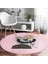 Real Homes Pembe Zeminde Soyut Yaprak Çizimli Salon ve Oturma Odası Yıkanabilir Kaymaz Tabanlı Yuvarlak Halı 1