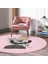Real Homes Pembe Zeminde Soyut Yaprak Çizimli Salon ve Oturma Odası Yıkanabilir Kaymaz Tabanlı Yuvarlak Halı 3
