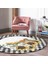 Real Homes Siyah Beyaz Ekose Ayçiçeği Özel Tasarımlı Modern Outdoor Yıkanabilir Kaymaz Tabanlı Yuvarlak Halı 1