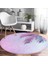 Real Homes Toz Mavisi Zeminli Tropik Yapraklı Özel Tasarım Modern Pembe Salon ve Oturma Odası Yıkanabilir Kaymaz Tabanlı Yuvarlak Halı 1
