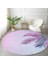 Real Homes Toz Mavisi Zeminli Tropik Yapraklı Özel Tasarım Modern Pembe Salon ve Oturma Odası Yıkanabilir Kaymaz Tabanlı Yuvarlak Halı 2