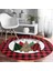 Real Homes Kırmızı Ekose Mery Christmas Özel Tasarım Modern Bordo Outdoor Yıkanabilir Kaymaz Tabanlı Yuvarlak Halı 1