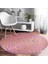 Real Homes Renkli Zeminde Parlak Görünümlü Çizim Dijital Baskılı Modern Pembe Yatak Odası Yıkanabilir Kaymaz Tabanlı Yuvarlak Halı 2