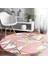 Real Homes Renkli Geometrik Desenli Mermer Motifli Dijital Baskılı Modern Pembe Banyo Yıkanabilir Kaymaz Tabanlı Yuvarlak Halı 2