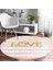 Real Homes Beyaz Zeminde Renkli Çizgili Gold Detaylı Love Yazılı Dijital Baskılı Modern Pembe Yatak Odası Kaymaz Tabanlı Yuvarlak Halı 1
