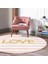 Real Homes Beyaz Zeminde Renkli Çizgili Gold Detaylı Love Yazılı Dijital Baskılı Modern Pembe Yatak Odası Kaymaz Tabanlı Yuvarlak Halı 3