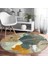 Real Homes Geometrik Şekilli Bohemian Özel Tasarımlı Modern Renkli Salon ve Oturma Odası Yıkanabilir Kaymaz Tabanlı Yuvarlak Halı 3