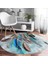 Real Homes Realhomes Dijital Baskılı Kuş Tüyü Tasarımlı Modern Renkli Outdoor Yıkanabilir Kaymaz Tabanlı Yuvarlak Kadife Halı 2