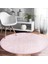 Real Homes Özel Tasarım Pembe Ikat Desenli Dijital Baskılı Salon ve Oturma Odası Yıkanabilir Kaymaz Tabanlı Yuvarlak Halı 3