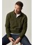 AC&Co / Altınyıldız Classics Erkek Haki Anti-Pilling Tüylenme Yapmayan Standart Fit Bato Yaka Soğuk Geçirmez Polar Sweatshirt