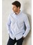 Erkek Açık Mavi Slim Fit Dar Kesim Düğmeli Yaka %100 Pamuk Düz Casual Gömlek 1