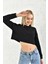 Siyah Polo Yaka Crop Bluz 4