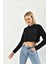 Siyah Polo Yaka Crop Bluz 5