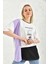 Beyaz Bloklu Baskı Detaylı Kısa Kol T-Shirt 3