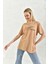 Sütlü Kahve Baskı Detay Bisiklet Yaka T-Shirt 1