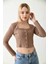 Vizon Düğme Detaylı Örme Crop Bluz 4