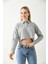 Gri Polo Yaka Crop Bluz 3