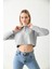 Gri Polo Yaka Crop Bluz 4