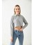 Gri Polo Yaka Crop Bluz 5