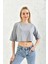 Gri Bisiklet Yaka Crop Bluz 2