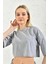 Gri Bisiklet Yaka Crop Bluz 3