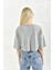 Gri Bisiklet Yaka Crop Bluz 4