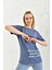 Lacivert Bisiklet Yaka Baskılı T-Shirt 3
