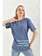Lacivert Bisiklet Yaka Baskılı T-Shirt 5