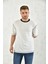 Beyaz Kısa Kollu Renkli Yaka T-Shirt 5