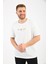 Beyaz Önü Nakışlı Bisiklet Yaka T-Shirt 3