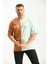 Kahverengi Oversize Baskılı Renk Bloklu Tshirt 1