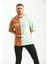 Kahverengi Oversize Baskılı Renk Bloklu Tshirt 4