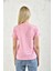 Pembe Bisiklet Yaka Baskı Detaylı T-Shirt 2