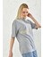 Gri Baskı Detay Kısa Kollu T-Shirt 3