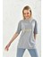 Gri Baskı Detay Kısa Kollu T-Shirt 5