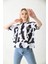 Beyaz Baskı Detaylı Örme T-Shirt 5