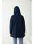 Lacivert Yanları Yırtmaç Detay Kapüşonlu Sweatshirt 3