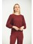 Bordo Örme Havlu Kumaş Pijama Takımı 5
