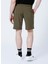 E-7957 Lastikli Standart Kalıp Düz Haki Erkek Bermuda Şort 4