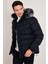 Slim Fit Suni Kürklü Peluş Astarlı Çıkarılabilir Kapüşonlu Şişme Mont Erkek Mont 5761080 B 1