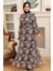 - Çiçek Desenli Bordo Tesettür Elbise 279076BR 1