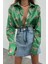 Mad Girls Leoparlı Yeşil Saten Gömlek MG187 2